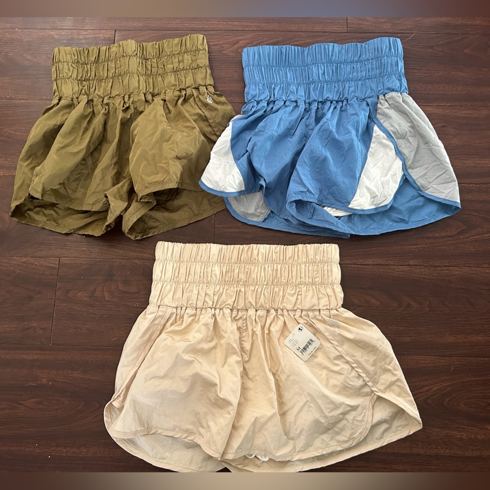 Lot of 3 Free People The Way Home Shorts Sz Small Medium Dark Green Cream Blue